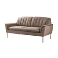 **Moderne Beige Bank met Gestikte Rugleuning en Slanke Metaalpoten**